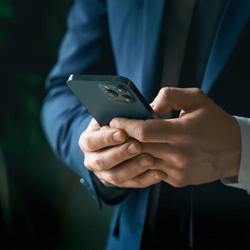 Man holding phone.